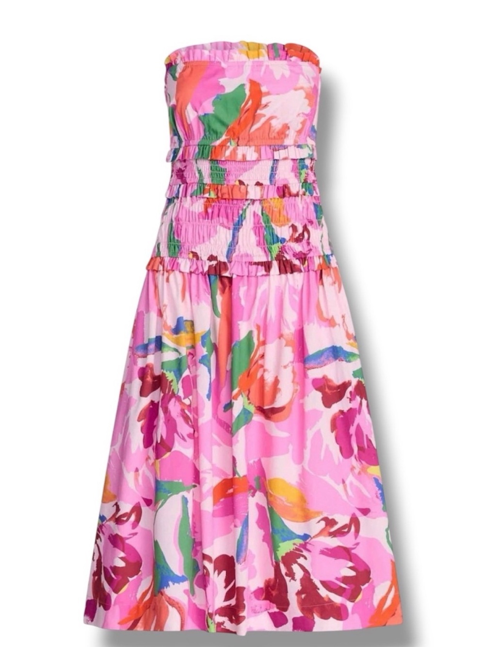 Women's Pink Floral Strapless Sundress size M